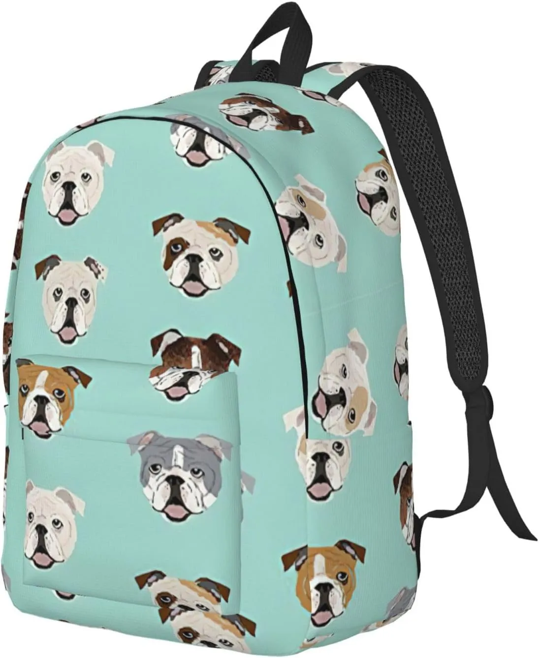 English Bulldog Faces Print Versatile Backpack Travel Backpack, Laptop Holder - Casual Daypack 15 In Laptops