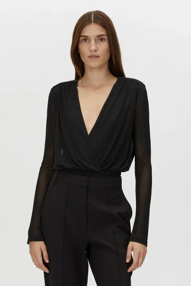 Ervina V-Neck Bodysuit Black