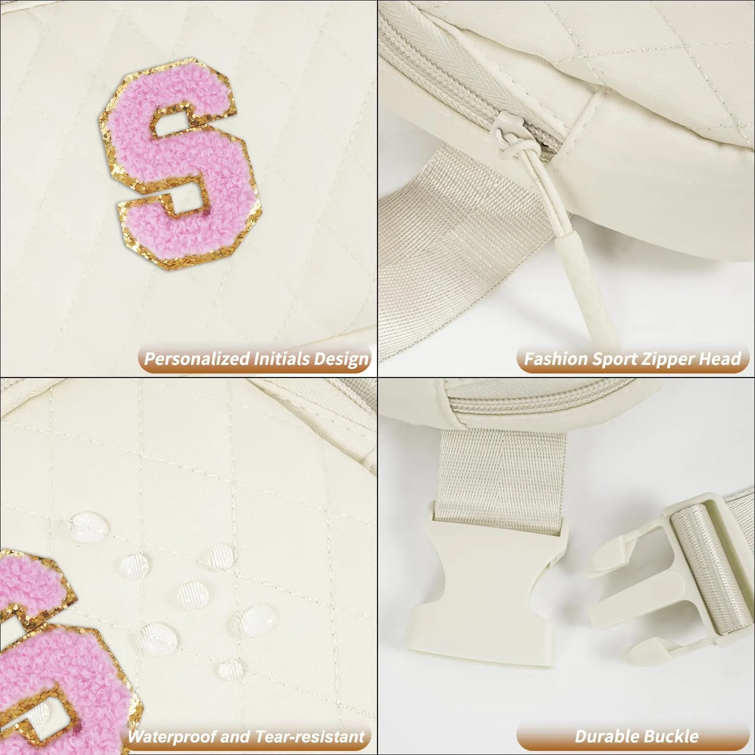 Essentials for Girls - Cute Teen Trendy Stuff Belt Bag - Cream, Pink