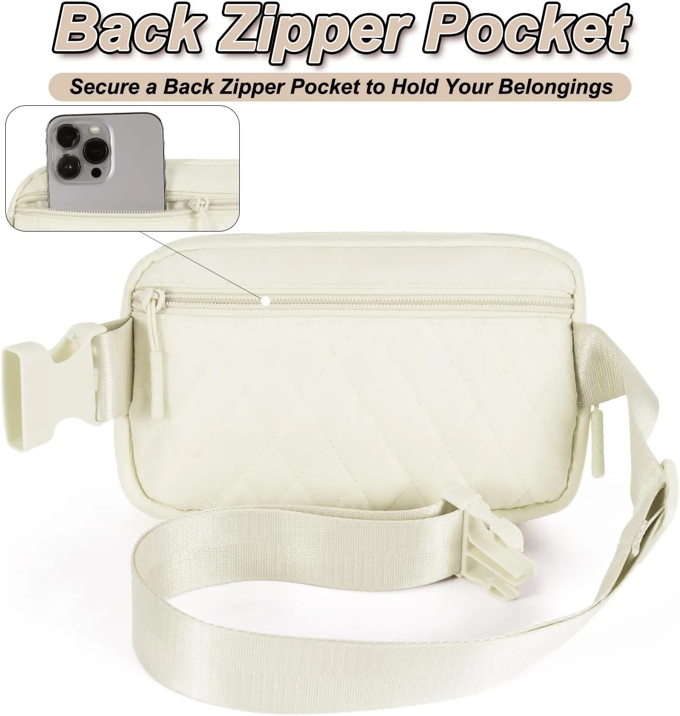 Essentials for Girls - Cute Teen Trendy Stuff Belt Bag - Cream, Pink