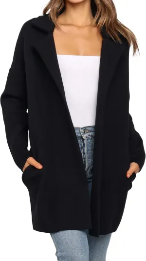 Famulily Cozy Coatigan for Women Casual Lapel Long Sleeve Midi Long Blazer Coat with Pockets