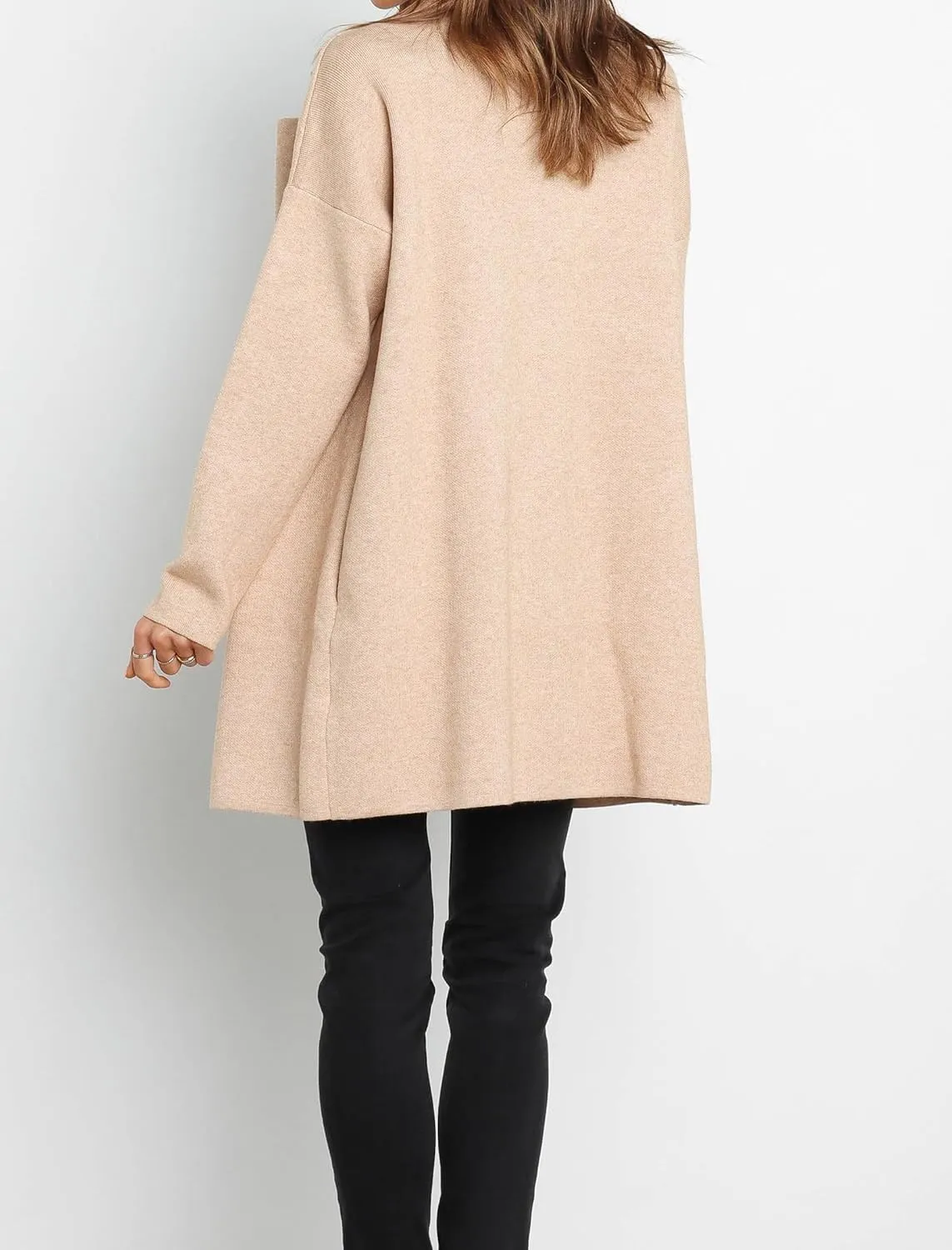 Famulily Cozy Coatigan for Women Casual Lapel Long Sleeve Midi Long Blazer Coat with Pockets