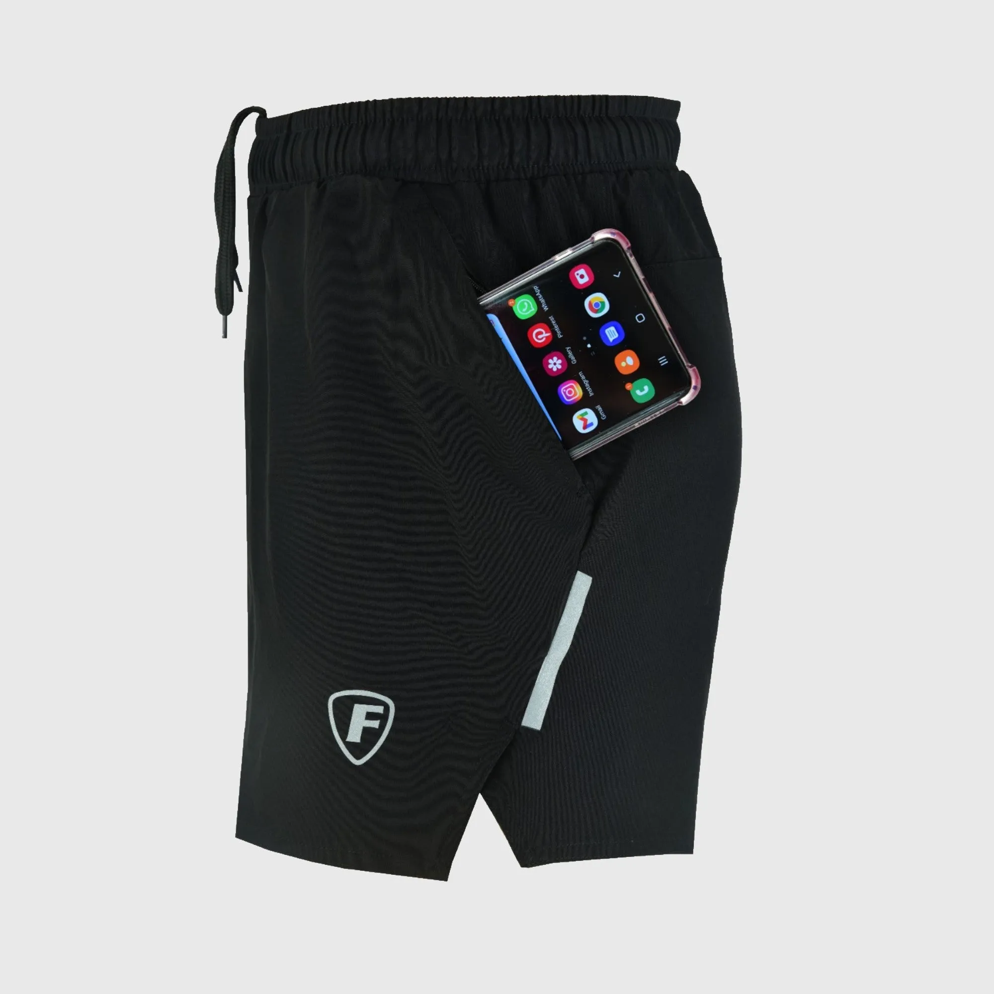 Fdx Men's & Boy's 7" Pro Black Running Shorts