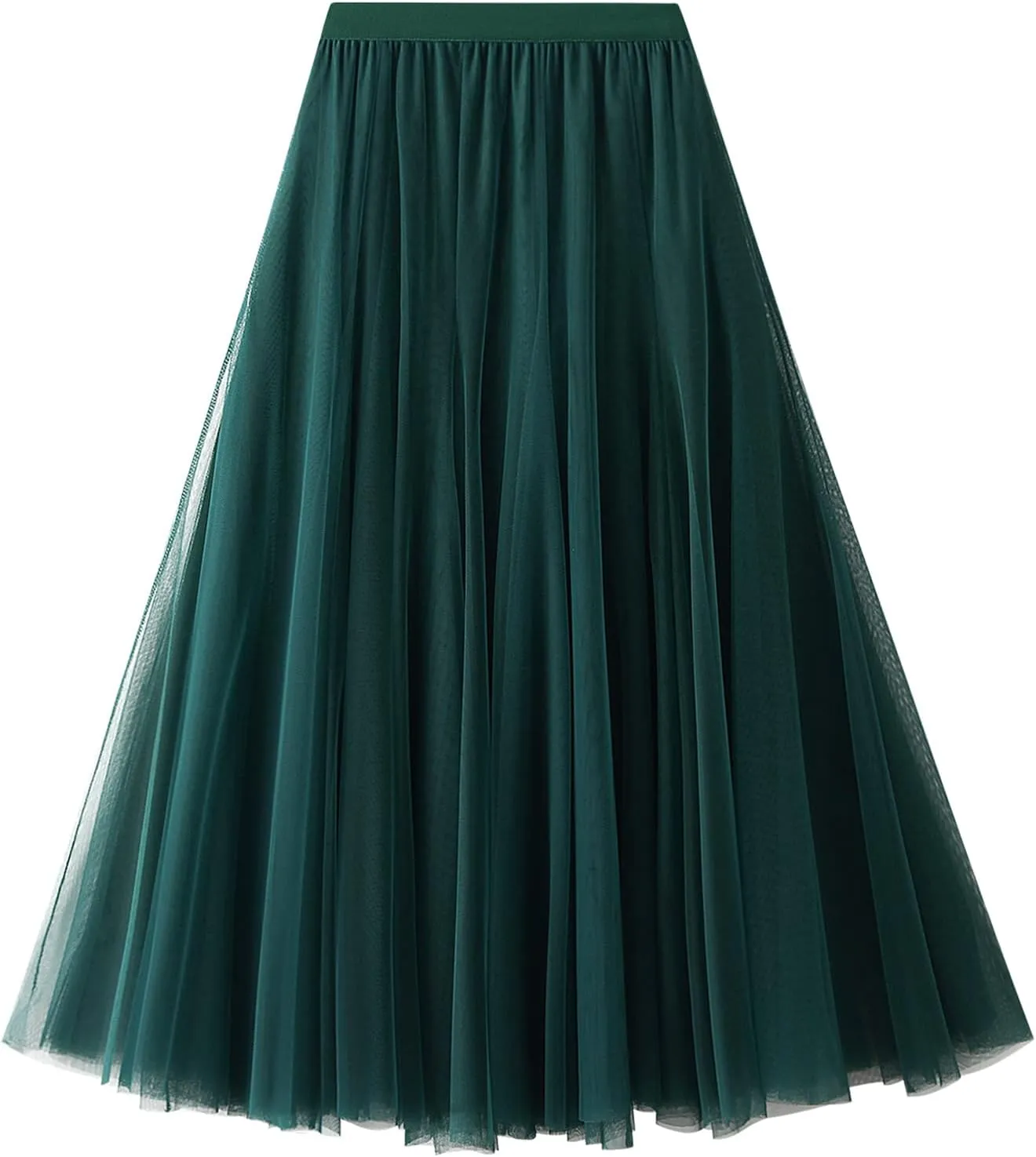 FEOYA Women Tutu Tulle Skirt A-Line Fairy Pleated Elastic Waist Maxi Midi Tea Length Party Evening Summer Casual Skirt