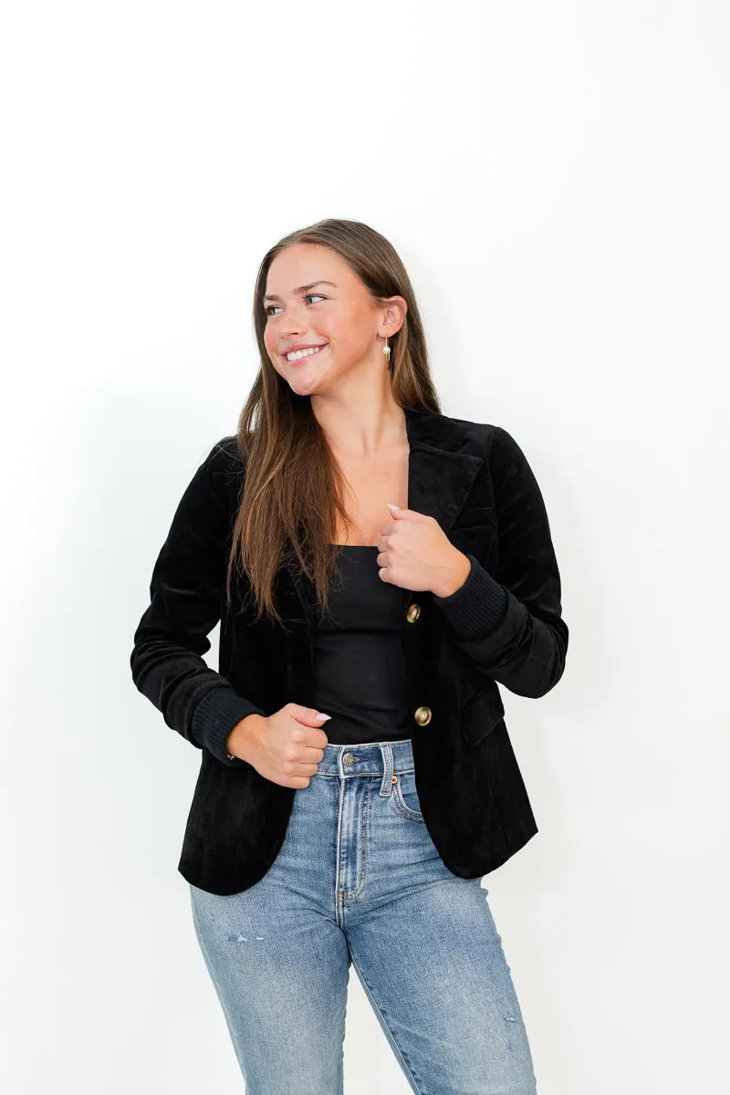 FINAL SALE Candice Knit Cuff Blazer in Black