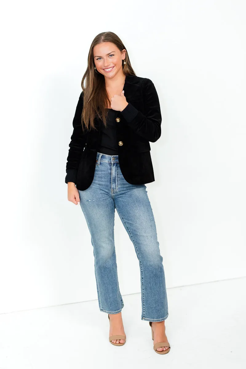 FINAL SALE Candice Knit Cuff Blazer in Black