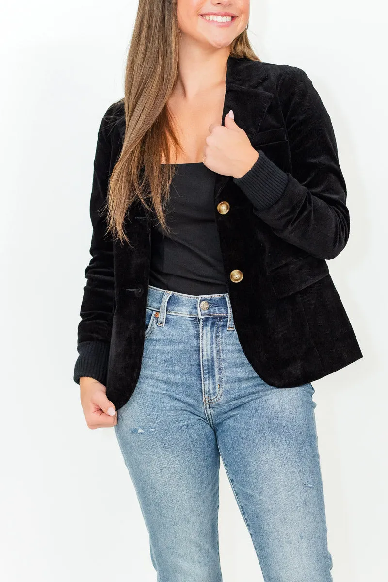 FINAL SALE Candice Knit Cuff Blazer in Black