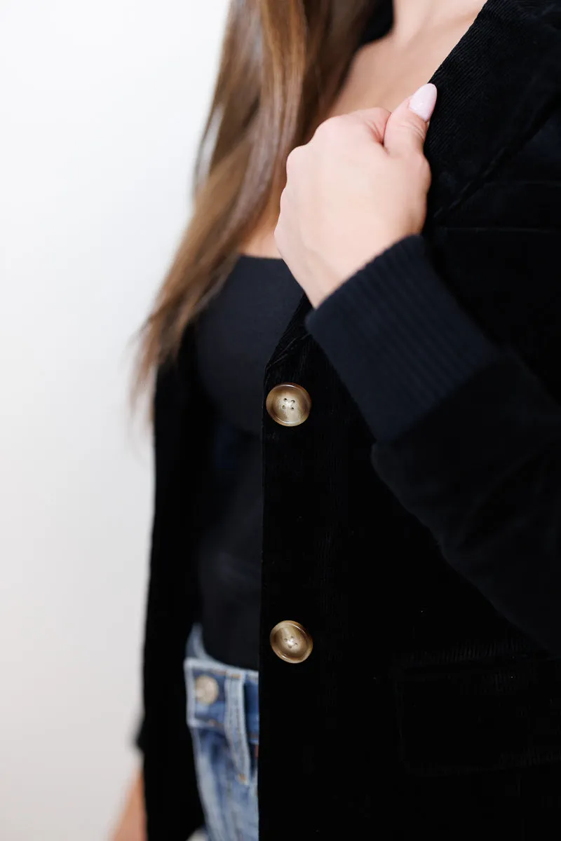 FINAL SALE Candice Knit Cuff Blazer in Black