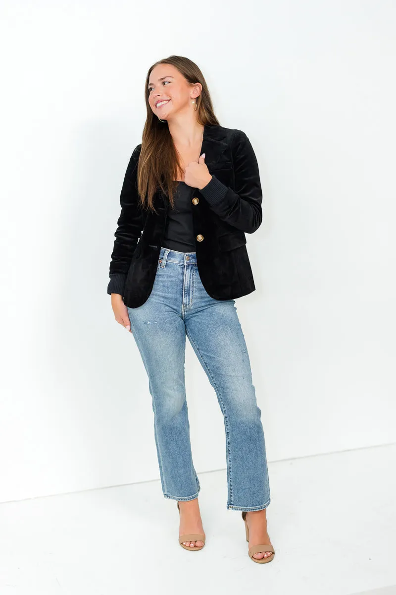 FINAL SALE Candice Knit Cuff Blazer in Black