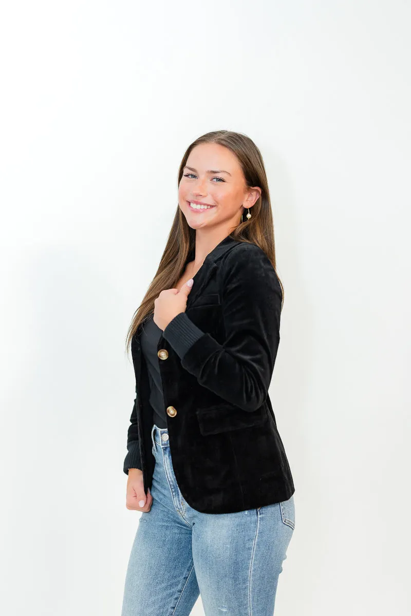 FINAL SALE Candice Knit Cuff Blazer in Black