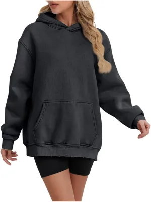 Fleece Lined Hoodie Women Winter Thermal Clothes Warm Womens Hoodies Oversized Cozy Sweatshirts Pullover with Hood