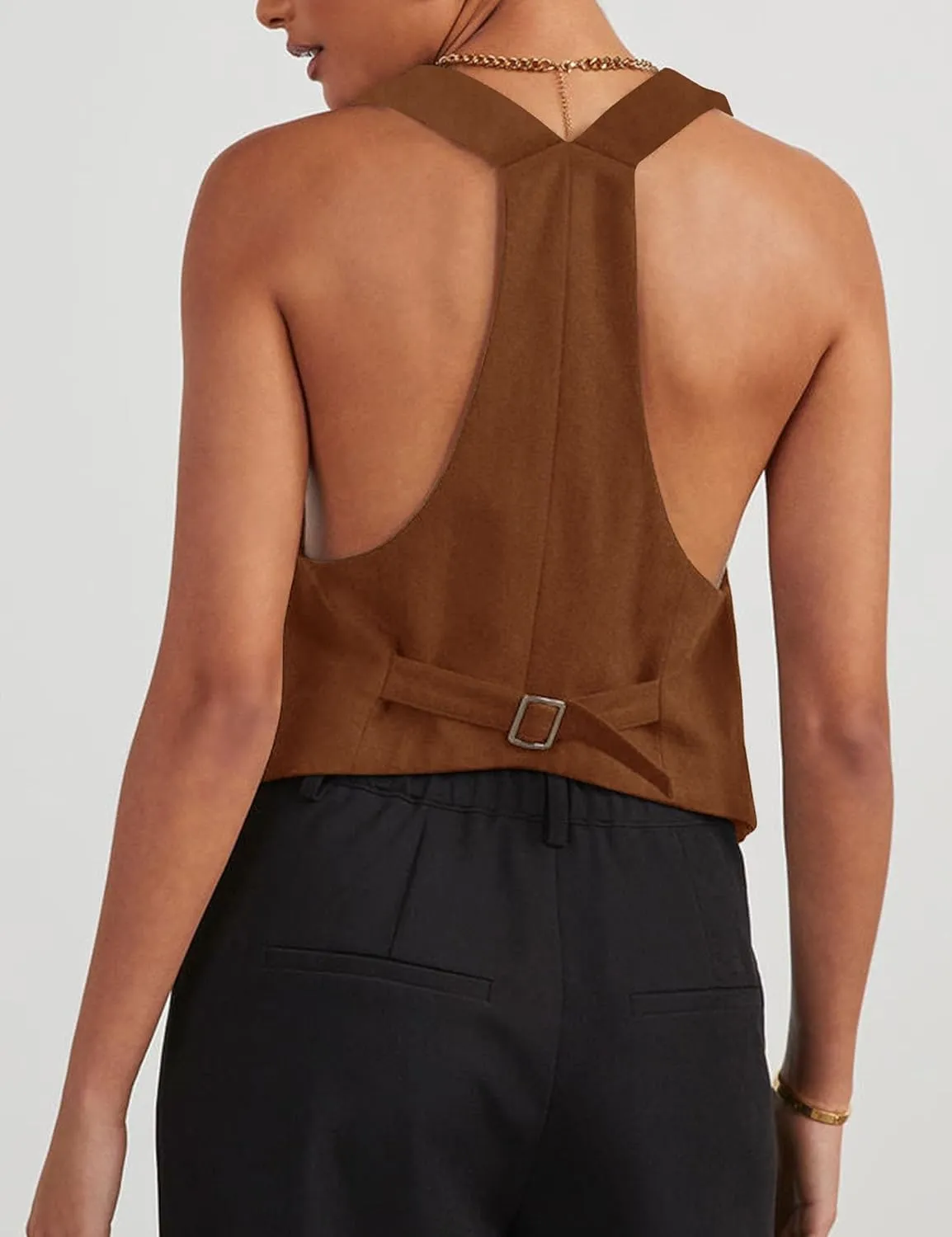 Floral Find Women's Casual Versatile Button Up Sleeveless Vest Sexy V Neck Jacket Waistcoat