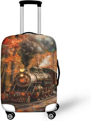 FOR U DESIGNS Carry on Luggage Cover Asethetic Luggage Protector Suitcase Cover Fit for 18-21 Inch Luggage Train Print Soft Comfortable
