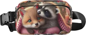 Fox Raccoon Cozy Love Night Fanny Packs Women Neon Anti Theft Belt Bag Waterproof Waist Bag for Women