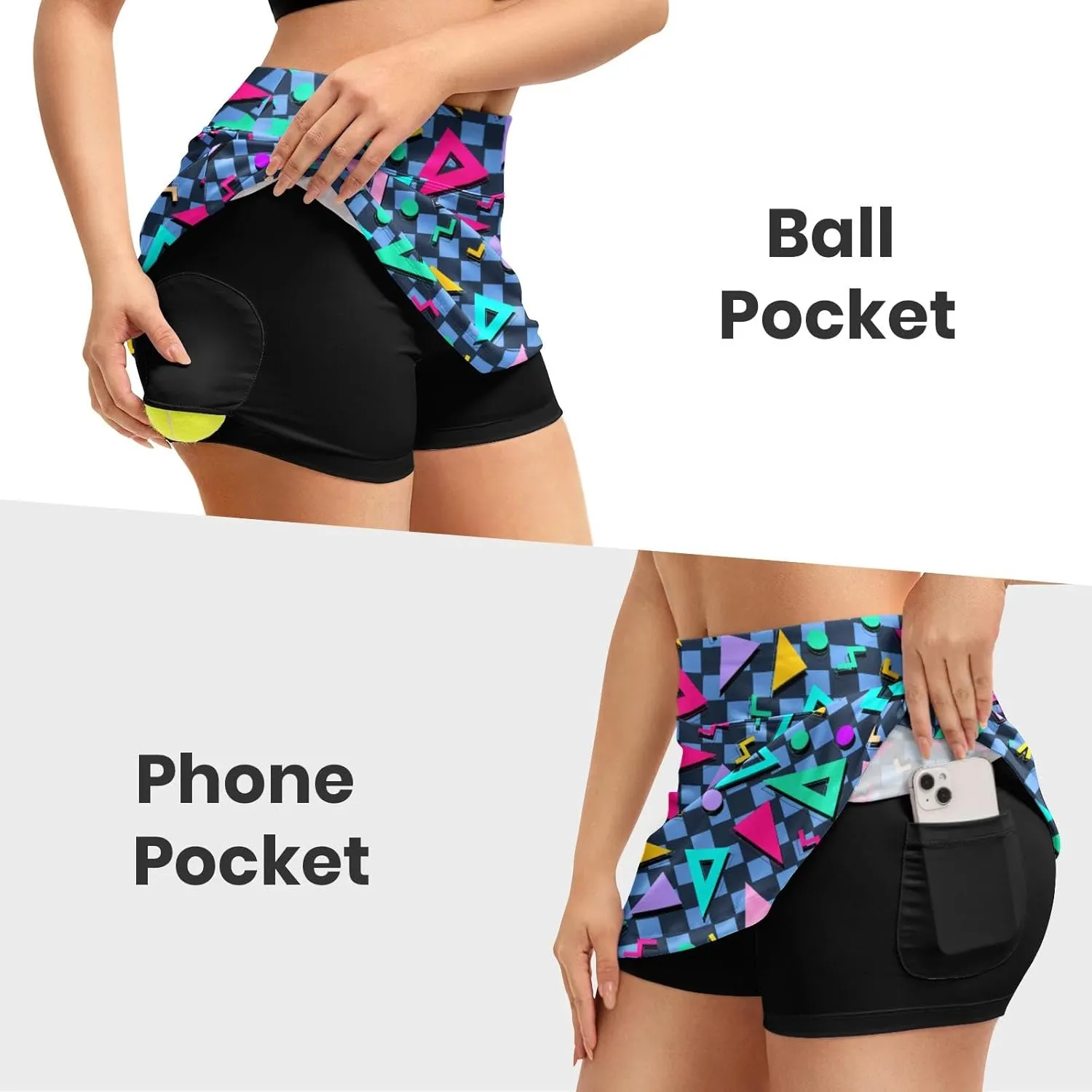 Funny Print Tennis Skirts for Women Pleated Skirts with Pocket Breathable Womens Golf Skorts for Workout Pickleball