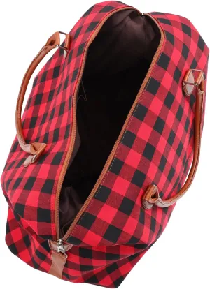 Gatuida Chic Outdoor Canvas Travel Bag Handbag Large Storage Pouch Black and Red Striped 22 Inches Comfortable and Sturdy