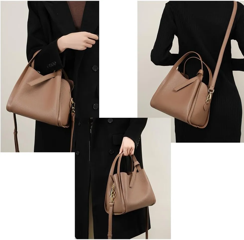 Genuine leather bucket bag Shoulder Purses for women Trendy Adjustable Strap