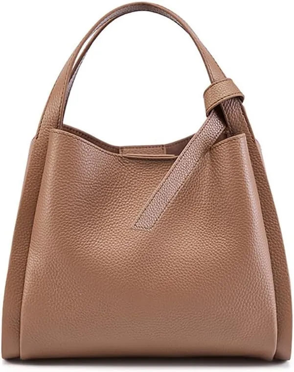 Genuine leather bucket bag Shoulder Purses for women Trendy Adjustable Strap