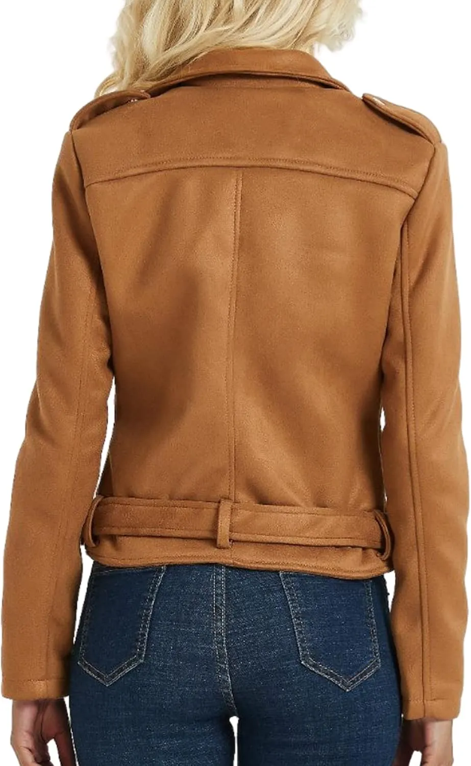 Geschallino Women's Faux Leather Jacket Spring Fall Clothes Trendy Motorcycle Biker Coat