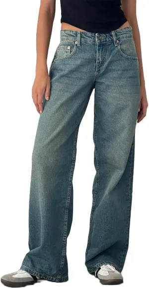 Giraropa Women Y2k Low Rise Jeans Vintage Baggy Straight Wide Leg Boyfriend Jeans Casual Loose Fit Long Denim Pants