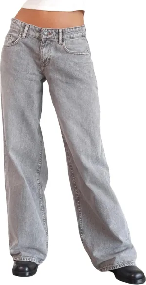 Giraropa Women Y2k Low Rise Jeans Vintage Baggy Straight Wide Leg Boyfriend Jeans Casual Loose Fit Long Denim Pants