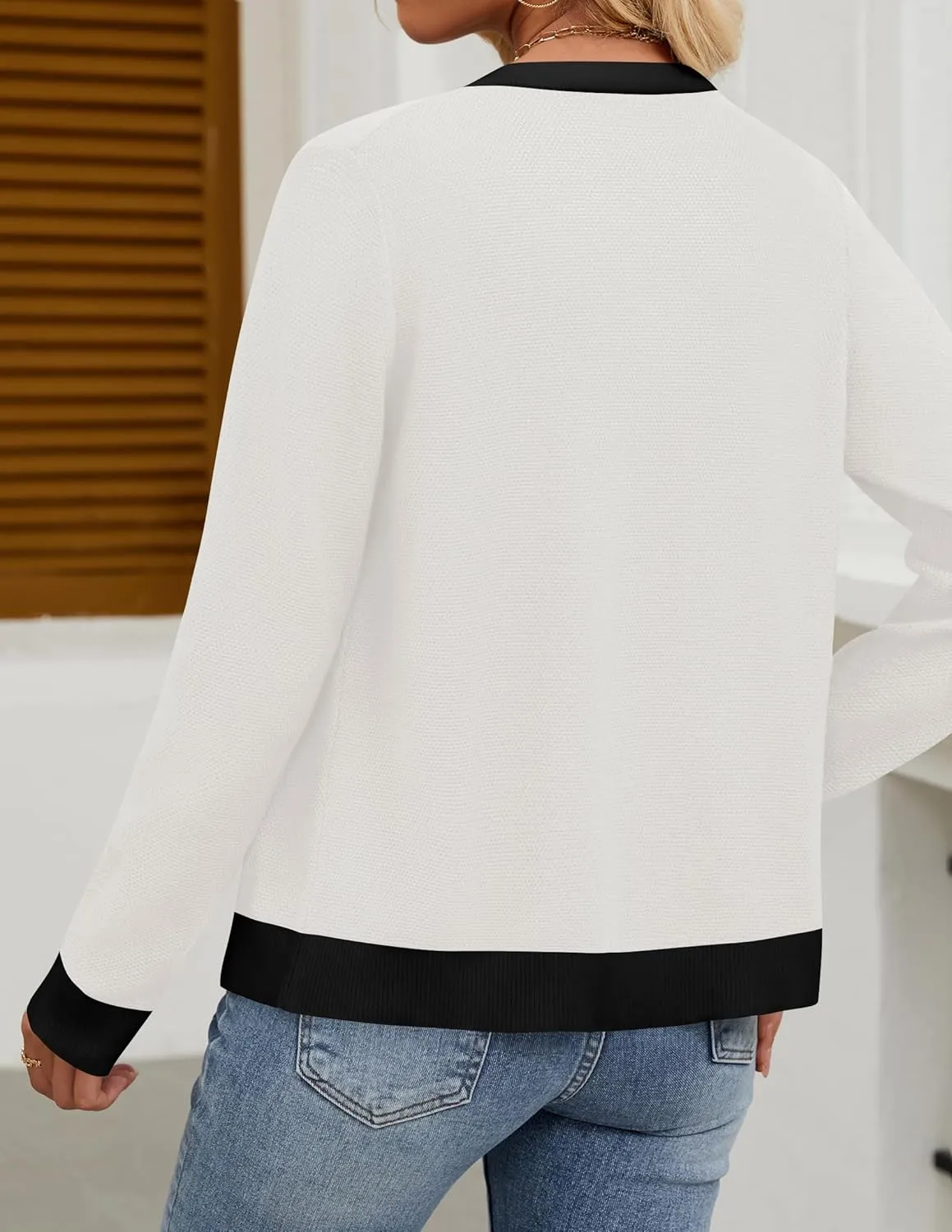 HAEOF Womens 2025 Long Sleeve Lightweight Cardigan Sweaters Fall Button Down Textured Loose Fit Knitted Blouses
