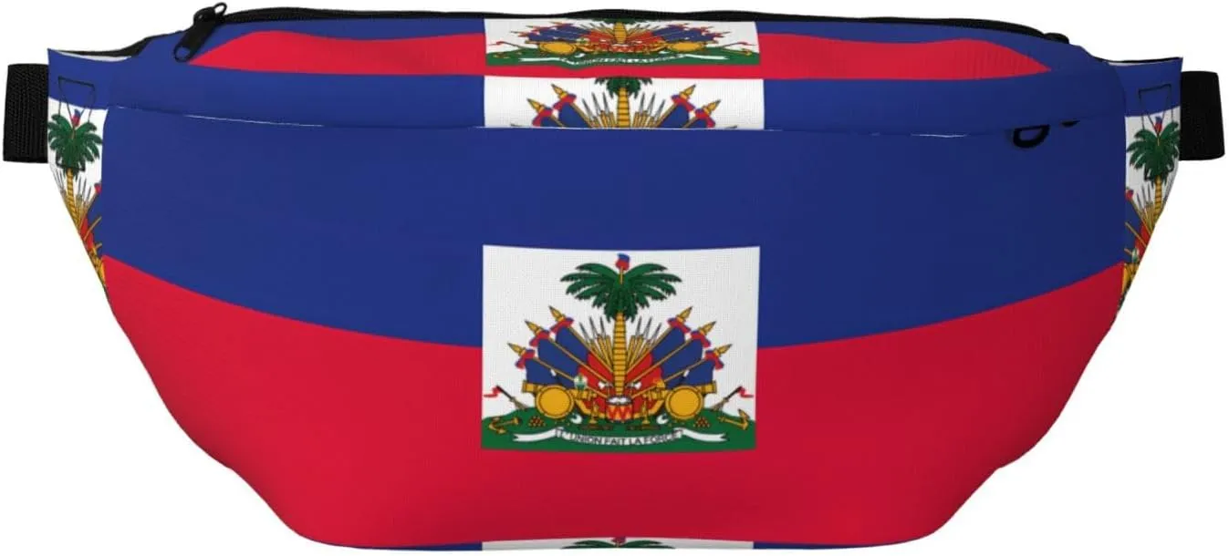 Haitian Flag Stylish Crossbody Waist Pack - Versatile And Compact Travel Pouch For Hands-Free Storage
