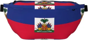 Haitian Flag Stylish Crossbody Waist Pack - Versatile And Compact Travel Pouch For Hands-Free Storage