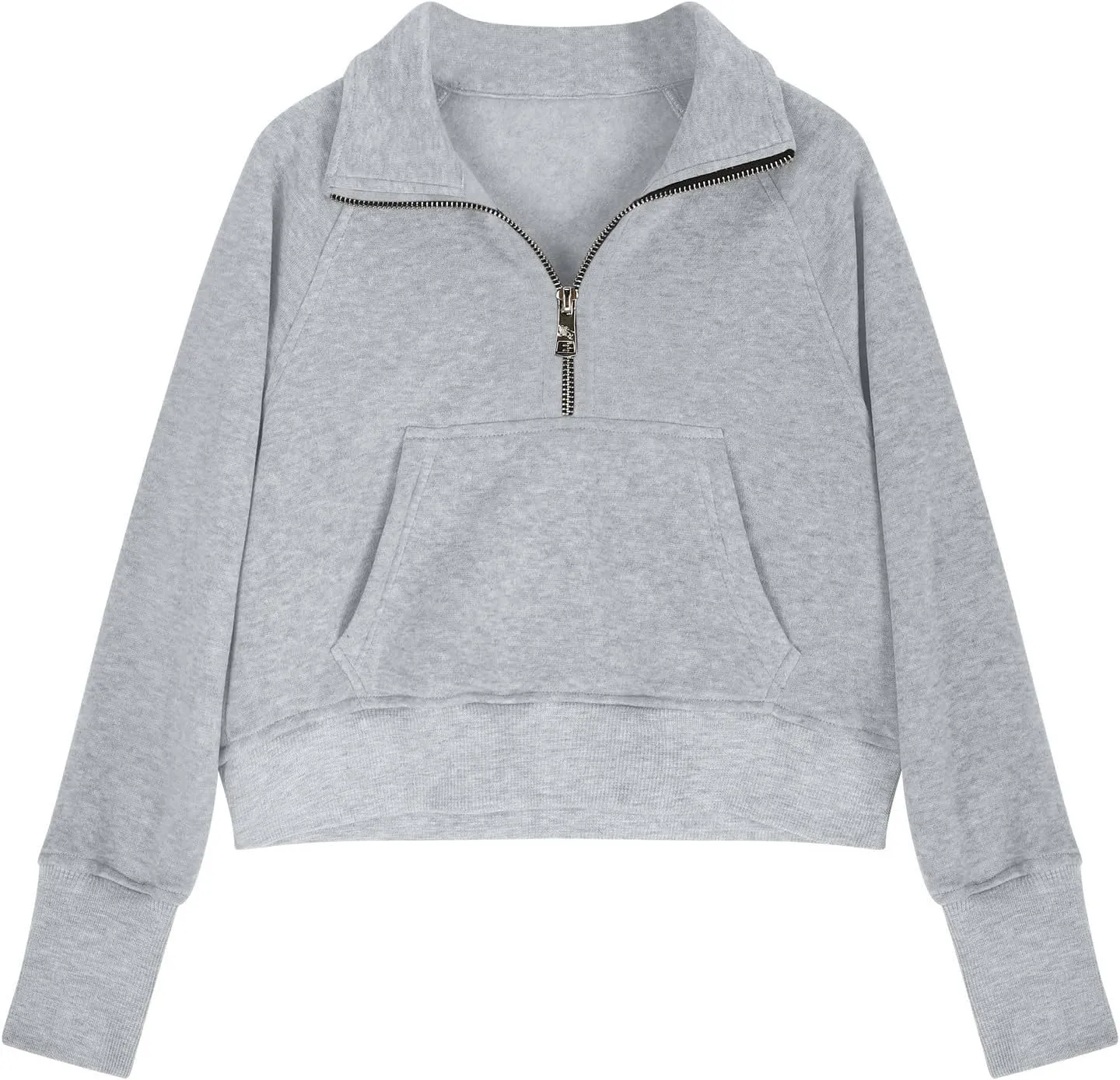 Half Zip Crop Sweatshirt for Girls Lightweight Fashion Long Sleeve Pullover Fleece Winter Sweatshirts 5-13 Years