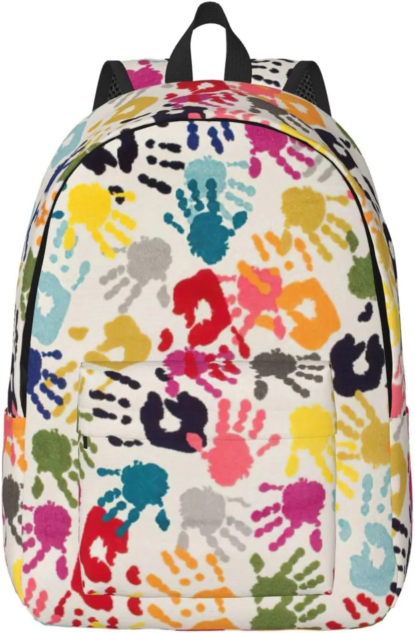 Hand Print Print Versatile Backpack Travel Backpack, Laptop Holder - Casual Daypack 15 In Laptops