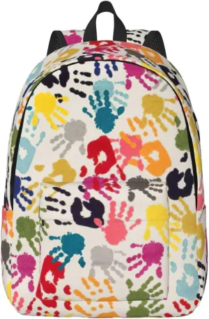 Hand Print Print Versatile Backpack Travel Backpack, Laptop Holder - Casual Daypack 15 In Laptops