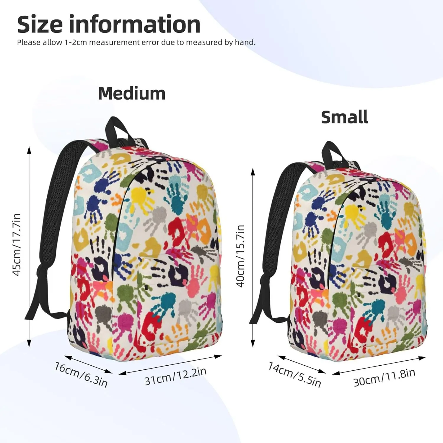 Hand Print Print Versatile Backpack Travel Backpack, Laptop Holder - Casual Daypack 15 In Laptops