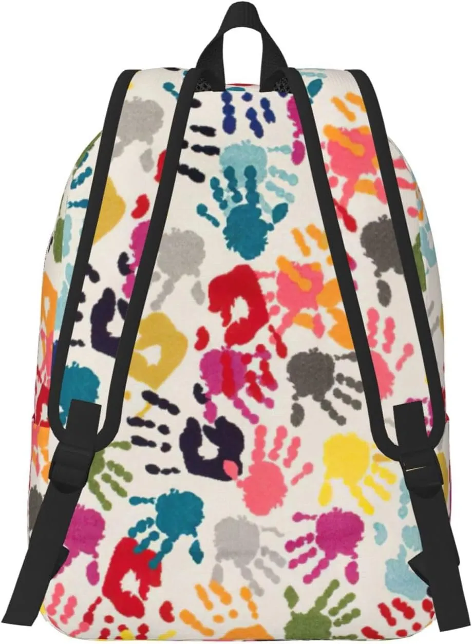 Hand Print Print Versatile Backpack Travel Backpack, Laptop Holder - Casual Daypack 15 In Laptops