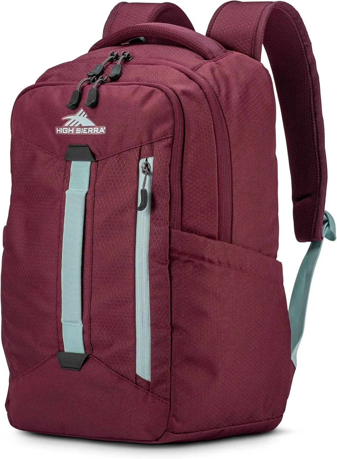 High Sierra Large Backpack Reflective Accent Comfortable Mesh Back School Bag with Tablet Device Sleeve and Adjustable Straps, Maroon