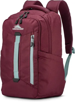 High Sierra Large Backpack Reflective Accent Comfortable Mesh Back School Bag with Tablet Device Sleeve and Adjustable Straps, Maroon