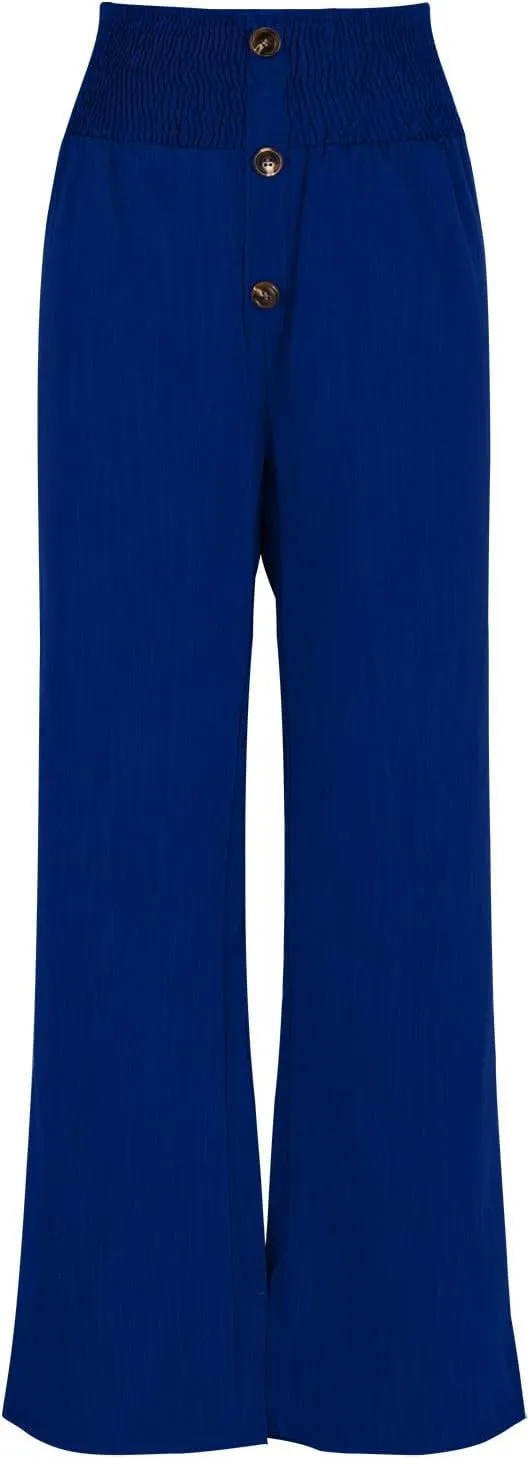 High Waisted Linen Pants Women Wide Leg Linen Pants for Women Baggy Breathable Flowy Pants Trousers with Pockets