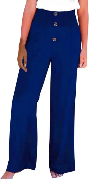 High Waisted Linen Pants Women Wide Leg Linen Pants for Women Baggy Breathable Flowy Pants Trousers with Pockets