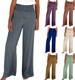 High Waisted Linen Pants Women Wide Leg Linen Pants for Women Baggy Breathable Flowy Pants Trousers with Pockets