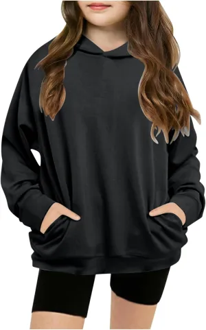 Hoodies for Teen Girls Tredny Long Sleeve Sweatshirts Oversized Pullover with Hood Fall Tween Girls Y2K Outfits