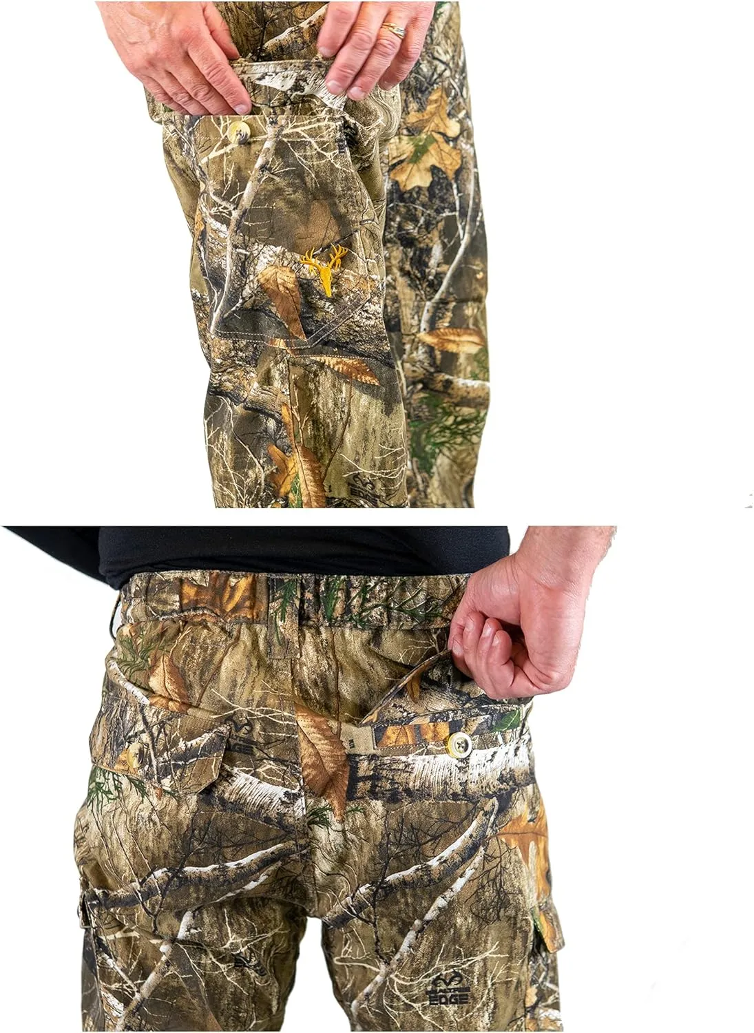 HOT SHOT Mens Camo Performance Pant, Multi-Pocket Adjustable Waist Pants, Comfortable Year-Round Deer Hunting Gear for Men