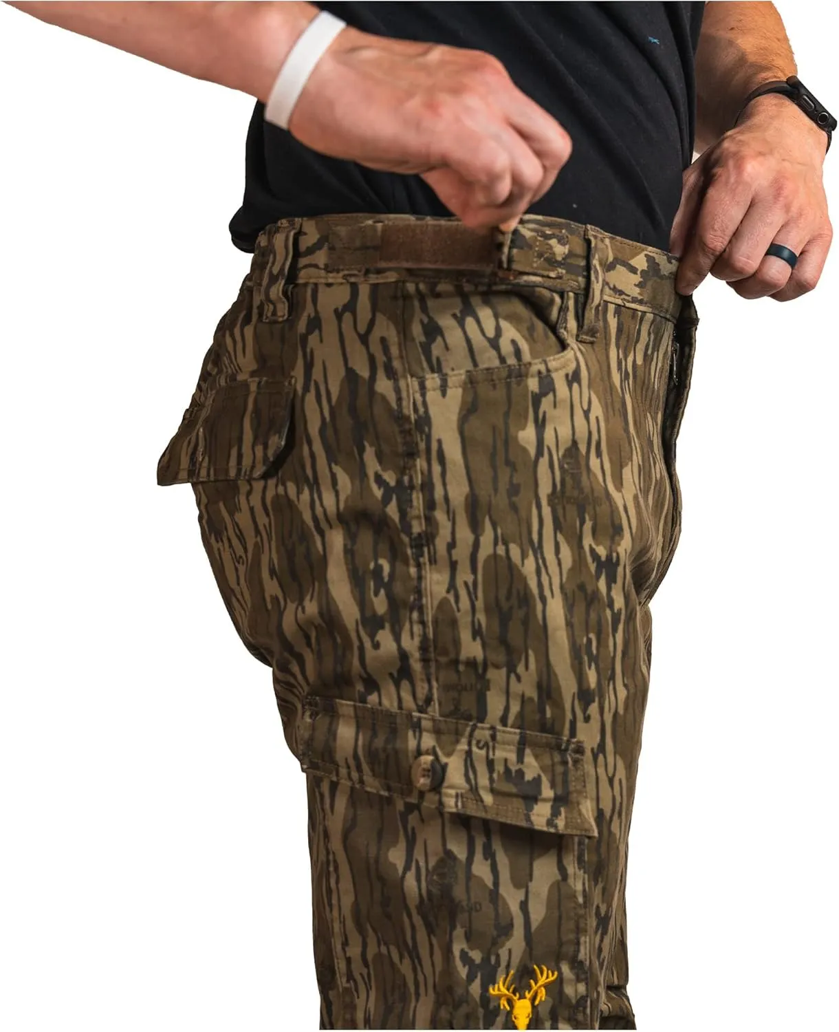 HOT SHOT Mens Camo Performance Pant, Multi-Pocket Adjustable Waist Pants, Comfortable Year-Round Deer Hunting Gear for Men