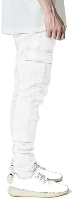 HUNGSON Men's Slim Fit Stretch Jeans Ripped Skinny Jeans for Men, Distressed Straight Leg Fashion Comfort Flex Waist Pants
