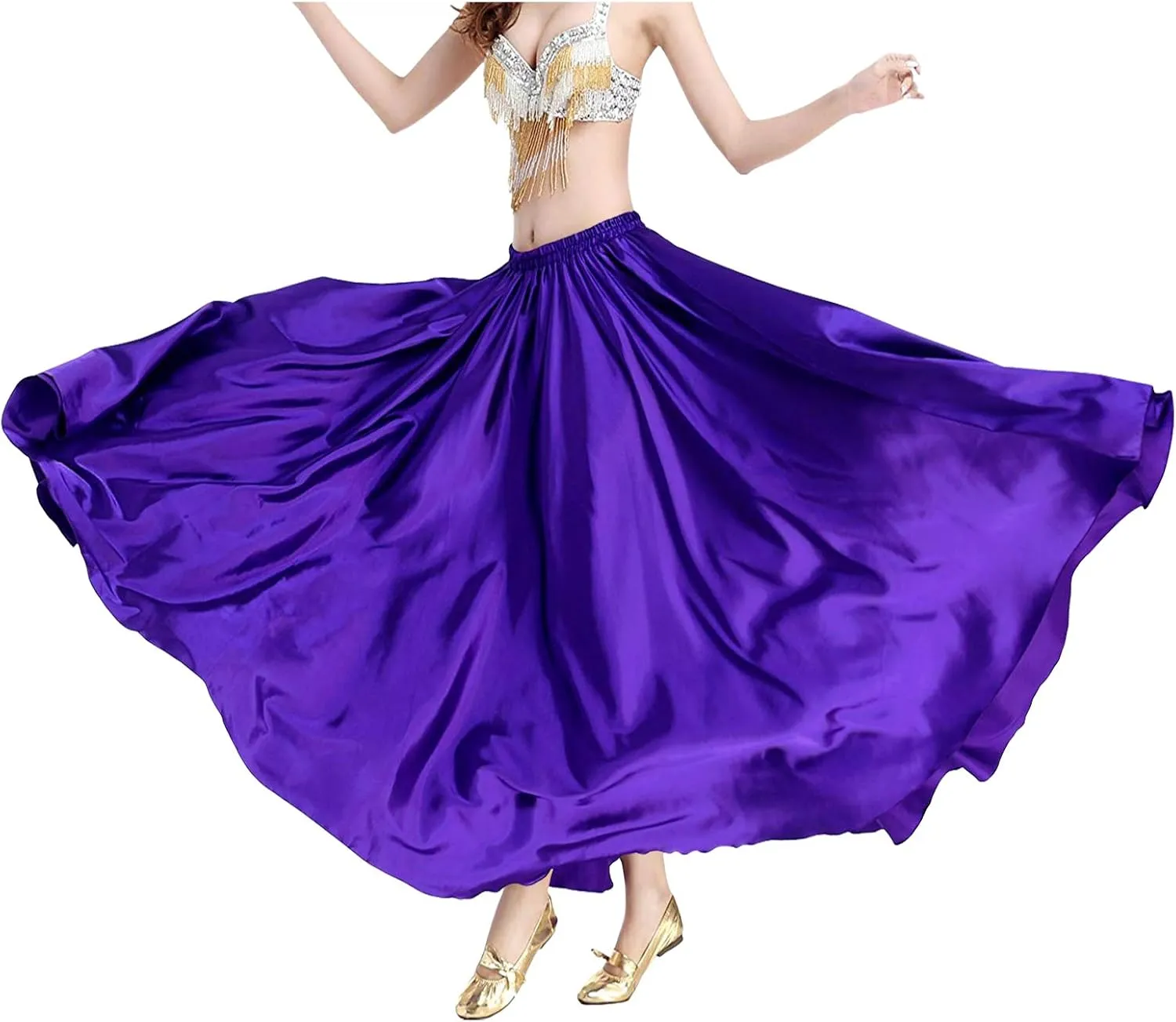 Indian Trendy Women's Satin Full Circle Swing Halloween Belly Dance Tribal Skirt