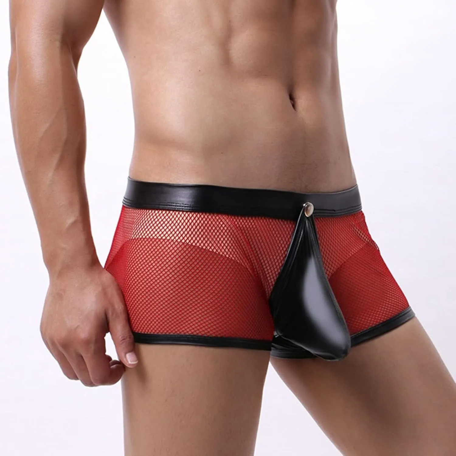 JEShifangjiusu Men'S See Through Bulge Pouch Lingerie Fishnet Athletic Jockstrap Trunks Underwear Breathable Boxer Briefs