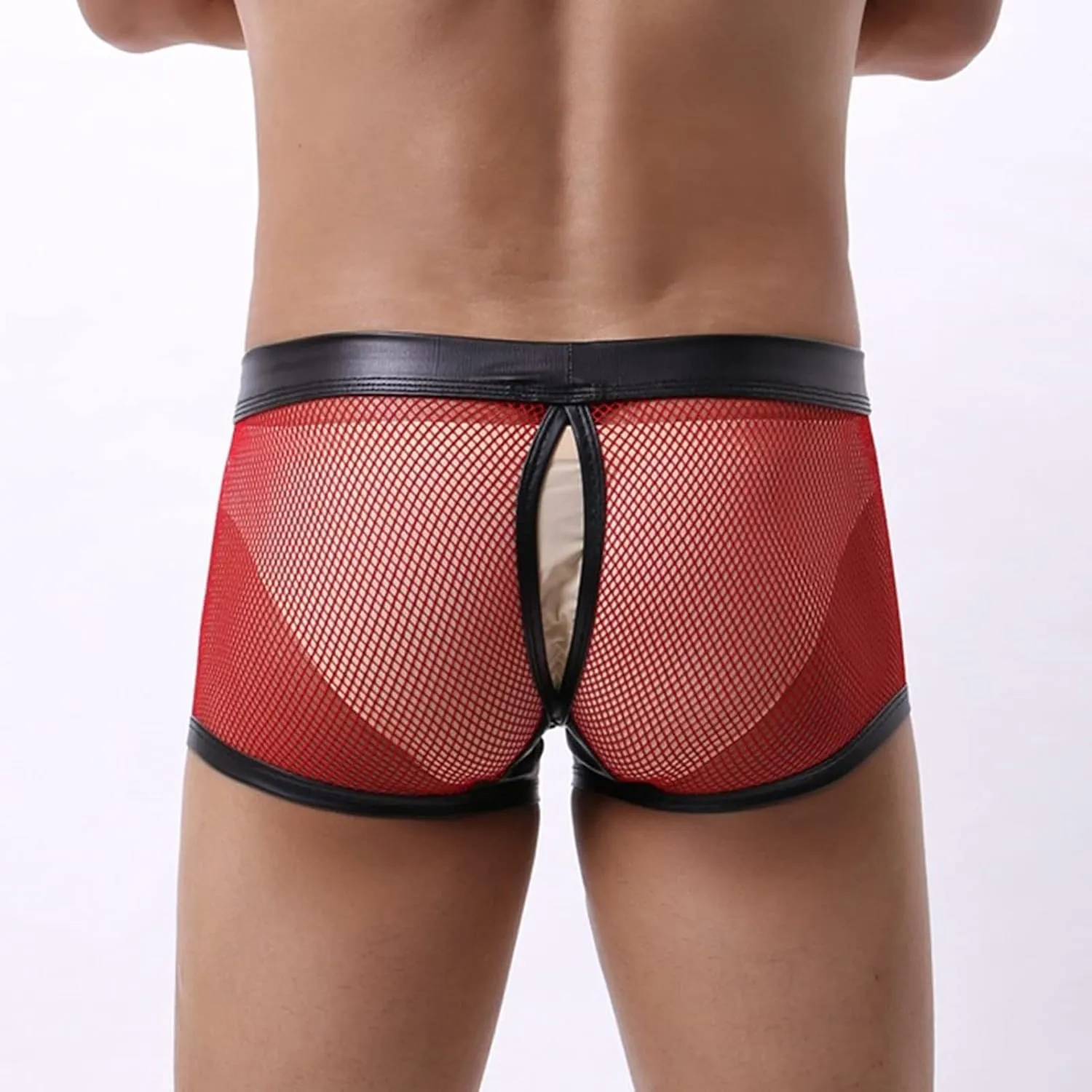 JEShifangjiusu Men'S See Through Bulge Pouch Lingerie Fishnet Athletic Jockstrap Trunks Underwear Breathable Boxer Briefs