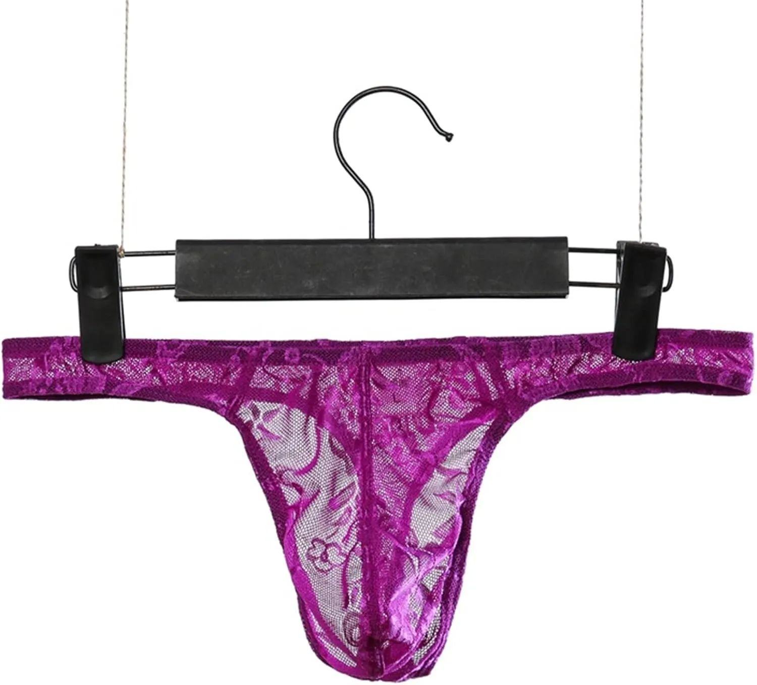 JEsilunmaMY Low Rise T-Back for Men See Through Lace Sheer Sissy G-String Panties Stretch Breathable Thongs Bikini Briefs