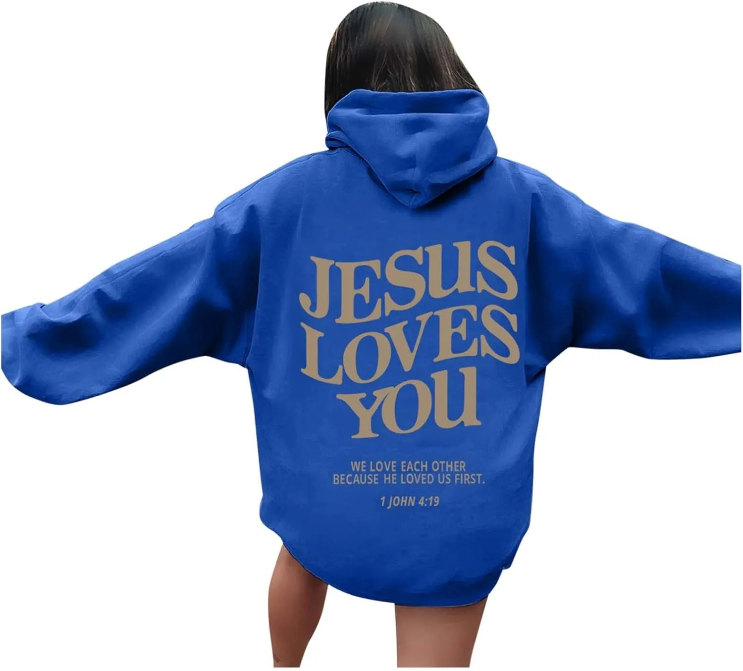 Jesus Loves You Hoodie Christian Faith Sweatshirts Gift for Women Men Oversized Long Sleeve Pullover Tops Y2K Streetwear