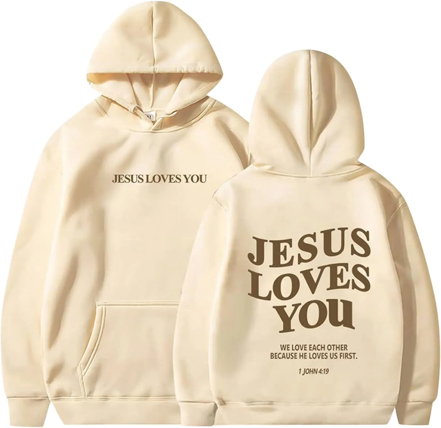 Jesus Loves You Hoodie Christian Faith Sweatshirts Gift for Women Men Oversized Long Sleeve Pullover Tops Y2K Streetwear
