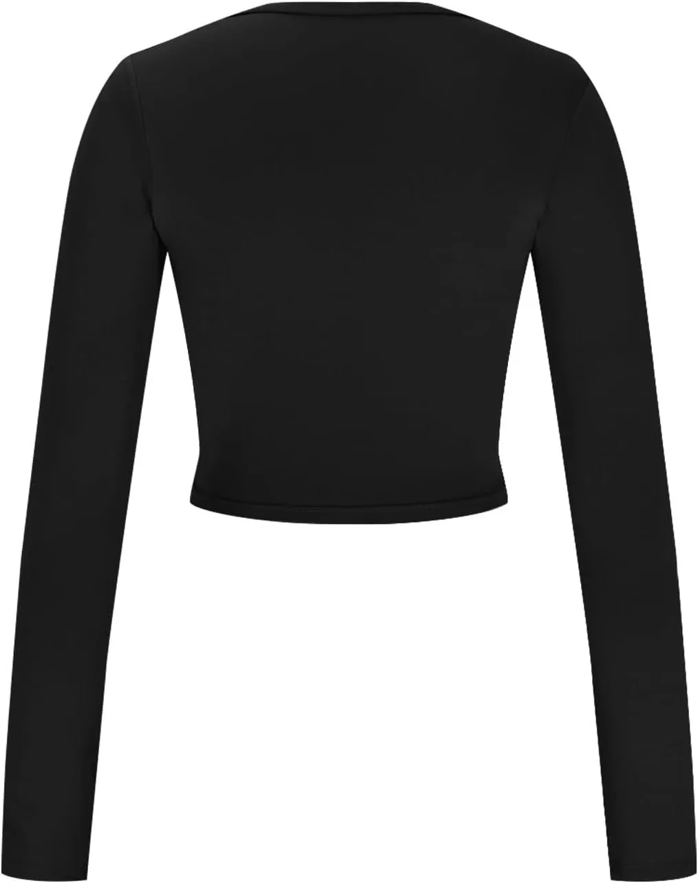 jovati 2024 Fashion Casual T-shirt Women's Cropped Solid Color Long Sleeved V-Neck Top Sexy Elegant Tunic Tops Y2k Clothes