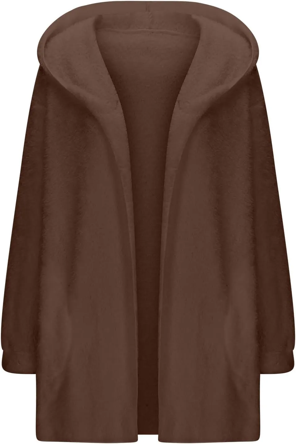 jovati Womens Winter Long Sleeve Solid Fuzzy Fleece Open Front Hooded Cardigans Jacket Coats Outerwear with Pocket 2024